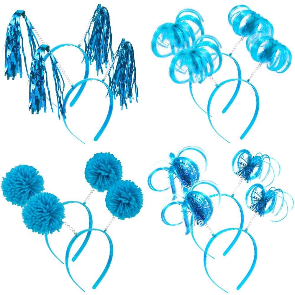 5917 8Pcs Pom Pom Headbands Party Headbands Tinsel Wrapped Ponytails